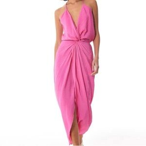 YFB Pink Siren Slip Dress | Plunging Halter | Size S